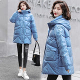 Christmas Gift 2021 New Winter Jacket Parkas Coat Women's Clothes Long Coat Fashion Loose Casual Hooded Cotton Padded Parka Jacket Basic Coat