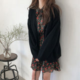 Kukombo Gray Sweater Cardigan Women 2022 Autumn V Neck Casual Single Breasted Outwear Korean Chic Fashion Knitted Long Sleeve