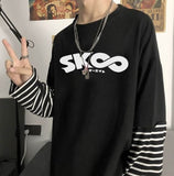 Black Friday Sales Rainbow Sleeve Harajuku T-Shirt Women's Stitching Long Sleeve T-Shirt Stripe Printing O-Neck Chic Tops 2022 Summer Streetwear