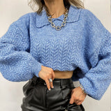 Christmas Gift Autumn winter cropped knitted polo sweater women jumper Casual thickening loose knitted pullovers Female jumper 2021