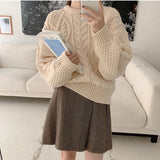 Thanksgiving Gift New Overszie Women Sweater 2 Piece Sets Elegnat Knitted Suits Female Knitting Sweaters Vintage Womens Skirts High Waist Autumn