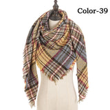 Christmas Gift 2021 New Winter Knitted Scarf Cashmere Pashmina Women Warm Neck Scarves Shawls Plaid Wraps Triangle Stoles Lady Bandana