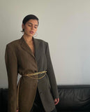 Kukombo Autumn Winter High Quality Women Patchwork Chains Blazer Female Luxury Jacket Coat For Ladies Blusas