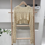 Christmas Gift Knitted Blouse Women Casual Long Sleeve Crop Tops Ladies Autumn Korean Fashion Short Sweater Female Thin Pullover