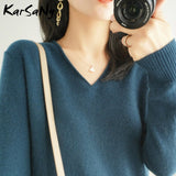Christmas Gift Women Sweaters And Pullovers 2021 Autumn Knitted Top Jumper Women Pulovers Purple V Neck Sweater Basic Winter Sweater Woman