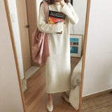 Christmas Gift Knitted Dresses Fall Warm Sweater Women Dress Winter Long Sweaters Long Loose Maxi Oversize Lady Dresses Bodycon Robe Vestidos-A