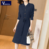 Christmas Gift Women Knitted Dresses Solid Female Long Sleeve Dress 2021 New Autumn Winter Turn-down Collar Button Solid Slim Dresses