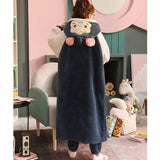 Christmas Gift Women's Pajamas Thick Warm Sleepwear Coral Fleece Robe Autumn and Winter Plush Plus Size Loose Home Clothes Nightgowns for Women