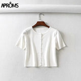Christmas Gift Aproms Candy Color Ribbed Knitted Cardigan Women Autumn Winter Long Sleeve Basic Cropped Sweaters Female Casual Short Jumper Top