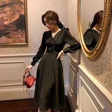 Graduation Gift Big Sale French Vintage Midi Dresses Office Ladies Long Sleeve Retro Black Dress Women Party One Piece Dress Korean Fashion 2023 Autumn K56