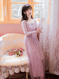 Kukombo Fairy Dress Women Spring New French Retro Palace Wind Net Yarn Long Skirt Temperament Super Fairy Forest Long Sleeve Dress K145