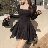 Kukombo Autumn Winter Elegant Kawaii Dress Women Solid Bodycon Sexy Party Mini Dress Female Korean Fashion Designer Chic Dress 2022 New