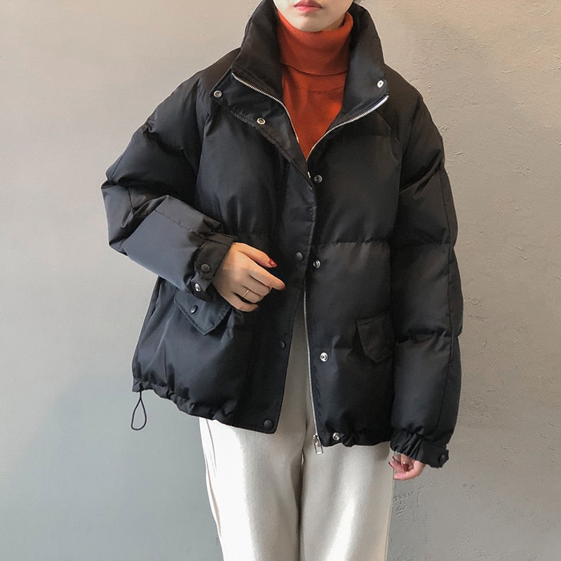 Kukombo 2022 Winter Women's Jacket Korean Style Beige Padded Puffer Coat Parkas Warm Casual Ropa Mujer Invierno Autumn Clothes for Woman K12