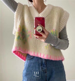 Christmas Gift New Loose Sleeveless Sweater Winter Autumn Women Vest Sweaters Knitting Tank Joker Knitted Vest Wool Oversize Girls Pullover