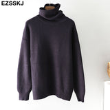 Christmas Gift 2021 Women's Sweater Autumn Winter Warm Turtlenecks Casual Loose Oversized  wool sweaters  Pullover  Femme top