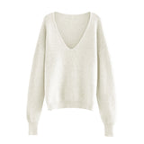 Christmas Gift 2021 Sexy Deep v-neck Sweater Off Shoulder Sweater Green White Knitted Tops Korean Winter Clothes