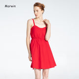 Christmas Gift Marwin New-Coming Summer Solid Knee-Length Spaghetti Strap Strapless Dresses High Street Empire Style Party Holiday Dresses