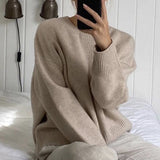Christmas Gift Hirsionsan Winter Oversized Sweater Women 2021 Elegant Knitted Basic Pullovers O Neck Loose Soft Female Cashmere Jumper
