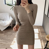 Christmas Gift Winter Women'S Dress 2021 Bodycon Sweater Women Dress Long Sleeve Knitted Dresses Maxi Vintage Solid Dresses Knitting Fall