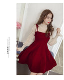 Graduation Gift Big Sale  Spring New Elegant Two Piece Dress for Women Women Winter Korean A-Line O-Neck Tops and Black Sundress Streetwear Dress Vestidos