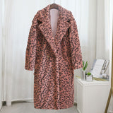 Christmas Gift Luxury Fashion Leopard Long Teddy Bear Jackets Coats Women 2021 Winter Thick Warm Outerwear Brand Fashion Faux Fur Coat Female