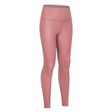 Christmas Gift High Rise Workout Yoga Set Women Matte Coated Faux Leather Leggings Squat Proof Back Waist Pant Sports Bra Workout Clothing