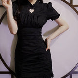 Kukombo  Black Vintage Dress Women French Bodycon Designer Elegant Mini Dress Female Korean Gothic Beach Party Sexy Dress Summer 2022