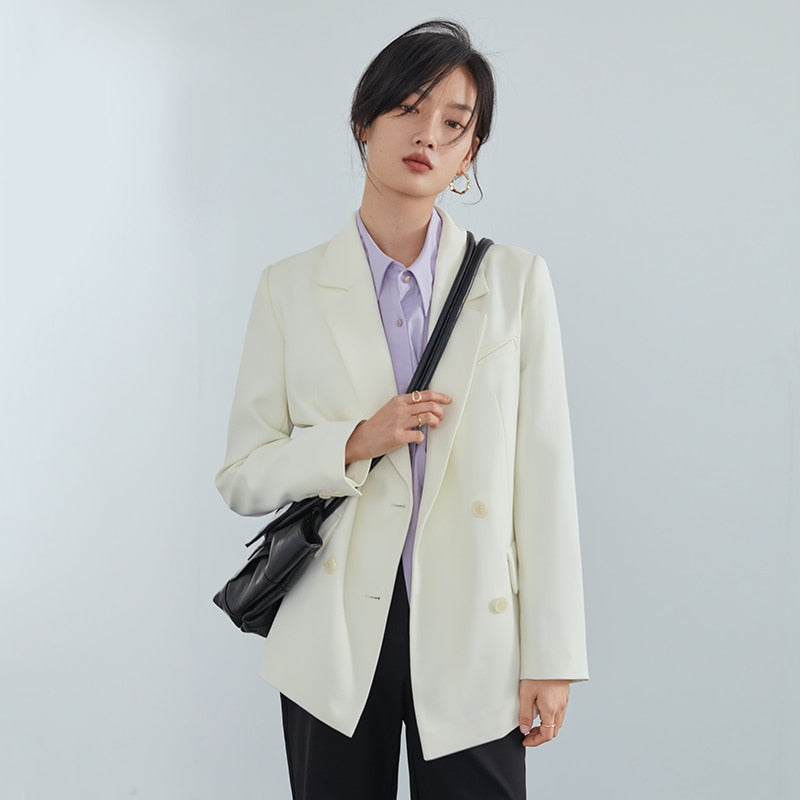 Kukombo Office Ladies Casual White Blazer Women Spring Black Oversized Blazer Jacket Female Elegant Business Short Green Coat