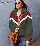 Nadafair Casual Fleece Sweatshirt Women 2019 Patchwork Zip Faux Fur Oversized Winter Fluffy Hoodie Female Plus Size Pullovers