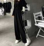 Kukombo Casual Pants Women Wide Leg Patchwork Lace Up 4XL Chic Elegant Fashion All-Match Elastic Waist New Pleated Ulzzang Leisure Loose