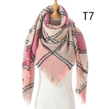 Christmas Gift 2021 New Winter Knitted Scarf Cashmere Pashmina Women Warm Neck Scarves Shawls Plaid Wraps Triangle Stoles Lady Bandana