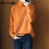Christmas Gift Black Turtleneck Women Sweater Thick Warn Pullovers For Women Knitted Tops Autumn 2021 Loose Sweater Turtleneck Women's Jumper