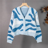 Christmas Gift New 2021 Women's Autumn Winter Sweaters Fashionable Elegant Cardigans Vintage Zebra Knitwears Short Tops SWC1363JX