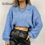 Christmas Gift Autumn winter cropped knitted polo sweater women jumper Casual thickening loose knitted pullovers Female jumper 2021