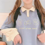 Kukombo Japanese Kawaii Cute Polo Sweatshirt Soft Girl Sweet Anime Harajuku Long Sleeve Hoodie Top School Clothes Autumn 2021