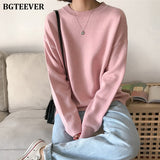 Christmas Gift BGTEEVER Basic O-neck Knitted Jumpers for Women Sweater Casual Loose Long Sleeve Winter Sweater Female Pullovers Streetwear