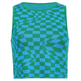 Christmas Gift HEYounGIRL Plaid Knitted Crop Tank Tops Women Summer Vintage Sleeveless Cropped Top Tees Koreank Casual Knitwear Streetwear