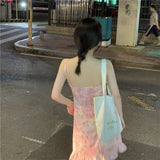 Kukombo Summer Kawaii Floral Print Dress Women Elegant Sweet Sexy Style Party Strap Dress High Street Korean Beach Dress New