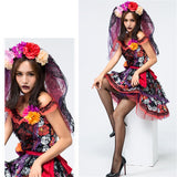 Halloween Kukombo Adult Women Halloween Skeleton Scary Vampire Bride Costume Cosplay Day Of Dead Fancy Dress Veil Disguise Carnival Party Purim