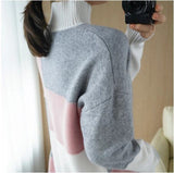 Kukombo New Cashmere Sweater Women's High-Neck Color Matching Pure Wool Pullover Fashion Plus Size Warm Knitted Bottoming Shirt