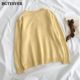 Christmas Gift BGTEEVER New Autumn Winter Basic Knitted Sweater for Women Casual O-neck Loose Solid Female Pullovers Jumpers 2021 Knitting Tops