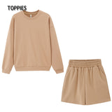 Christmas Gift 2021 Autumn Shorts Set Women Tracksuits Oversize Sweatshirts High Waist Shorts Female Two Piece Set
