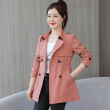 Christmas Gift 2021 New Autumn Women Jacket Windbreaker Female Korean Double breasted Basic Jackets Loose Basic Coat Casual Outwear Plus Size
