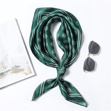 Kukombo New Silk Scarf Square for Women 70x70cm Small Neck Scarves Lady Shawl Fashion Print Hijab Brand Designer High Quality Scarfs