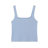 Christmas Gift high quality chic basic U-NECK Summer white knit Women tank top sexy sleeveless t-shirt  vintage top casual crop top t shirt