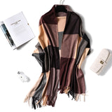 Christmas Gift 2021 warm winter scarf for lady fashion plaid cashmere scarves women shawls and wraps thick high quality pashmina neck bandana
