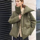Christmas Gift Yiyiyouni Oversized Cropped Warm Winter Jackets Women Cotton Padded Parka Outwear Women Solid Casual Thick Jackets Female 2021