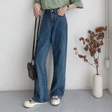 Christmas Gift BGTEEVER Casual High Waist Loose Women Denim Jeans Streetwear Vintage Long Wide Leg Jeans Pants Female Trousers Capris 2021