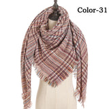 Christmas Gift 2021 New Winter Knitted Scarf Cashmere Pashmina Women Warm Neck Scarves Shawls Plaid Wraps Triangle Stoles Lady Bandana