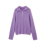 Christmas Gift Yiyiyouni Zipper Polo Collar Knitted Oversized Sweater Women Autumn Winter Casual Thick Pullovers Female 2021 Loose White Jumper